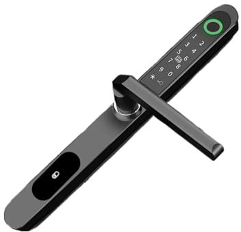 CAQBFRNL Serratura Intelligente Sottile da 4 cm, Biometrica, Nero, Impermeabile, IC Card, Chiave, App, Tuya, Porte Interne ed Esterne