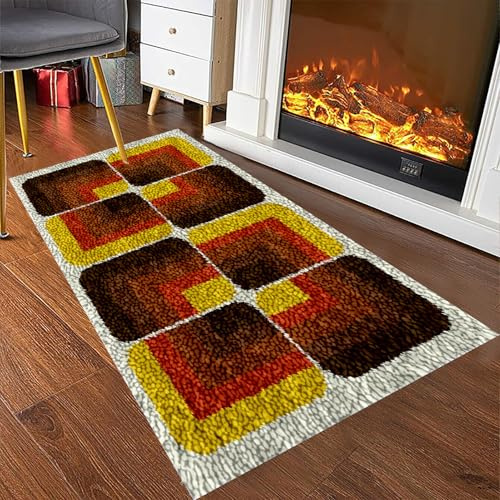 RxiBeFuw 38 x 52 cm Knüpfteppich Zum Selber Knüpfen Leuchtturm Tapisserie Teppich Knüpf-Sets Kreuzstich Set Knüpfteppich Formteppich Knüpfpackung KnüPfen Set für Anfänger,Teppich KnüPfen Set
