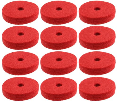 LT Easiyl Feltri per piatti in lana, rossi, 40 mm, 10 mm di spessore, 12 pezzi | Jazz Drum Feltrini Rondelle Rotonde in Feltro Morbido, Piatto, Ricambio per Batteria