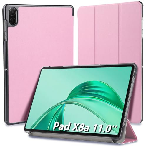 Hianjoo Funda Compatible con Huawei Honor Pad X8a 11.0 2024, Funda para Tableta Protectora Delgado Inteligente de Cuero Función de Soporte Carcasa Compatible con Honor Pad X8a 2024, Rosa