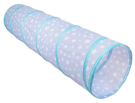 Relsy Starry Baby Blue Pop Up Tunnel For Kids, Toddlers, Pets | 180cm x 45cm Toddler Play Tunnel, Soft Blue Starry Baby Toy & Tent Accessory