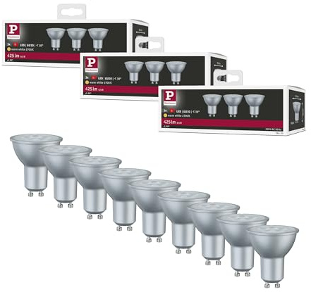Paulmann 5285 Set Standard 230V LED Reflektor GU10 9x425lm 9x6,5W 2700K Alu