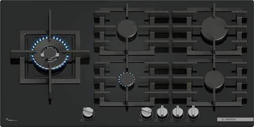 Piano Cottura 5 Fuochi a Gas 90 cm (1 Bruciatore Wok) in Vetro colore Nero - PPM9A6I40 Serie 6