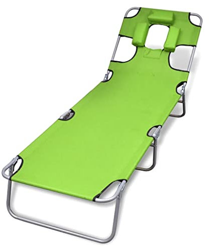 Myheimly Sonnenliege Klappbar mit Kopfstütze Gartenliege Strandliege Verstellbar Apfelgrün