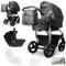 Bergsteiger Capri Kombikinderwagen 3-in-1 – Babywanne, Sportsitz & i-Size Babyschale, Luftreifen, Federung, höhenverstellbarer Griff, faltbar, Zubehör