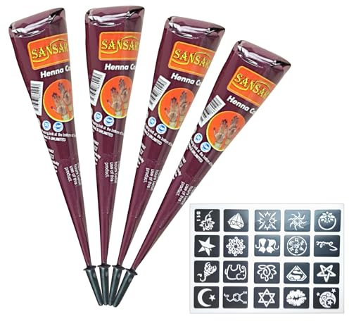 4 Stück Henna,Henna Braun Sommersprossen,Tattoo Farbe Freckles,Haut Rot Stift Freckle,FüR Hanna Pen Rotbraun Set,Farben Gesicht Haarfarbe