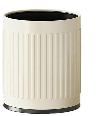 poubelle Poubelle ronde moderne, poubelle en métal à dessus ouvert, poubelle ménagère 10/14 L avec seau de doublure for salon, chambre à coucher, bureau, salle de bain poubelle de maison(Cream White,L