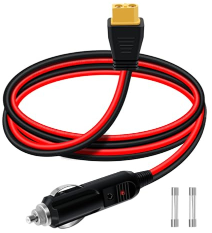 YINGAYOU Cable Mechero XT60 14AWG 20A Cable XT60 Cargador Mechero Coche 12V 24V con LED y Fusible para Coches, Motos y Barcos (2 m)