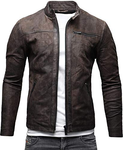 Crone Epic Herren Lederjacke Echtleder Jacke | Echtleder, Stehkragen, Ziernähte, Regular Fit, viele Farben
