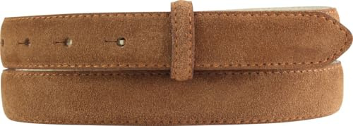BELTINGER Gürtel aus Veloursleder ohne Schnalle 2,5 cm | Velour-Ledergürtel für Damen Herren 25mm | Wildleder-Gürtel | Tabac 95cm