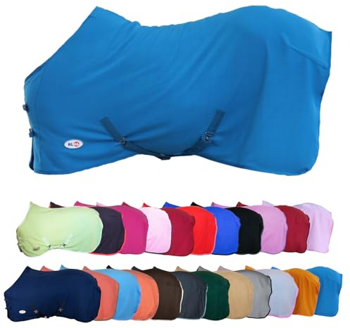 RL24 - Abschwitzdecke mit Kreuzgurt Basicline - Petrol – 85cm | Pferdedecke mit Schweifriemen & Widerristpolster - atmungsaktive Fleecedecke - Pferde-Outdoordecke - Pferde Zubehör