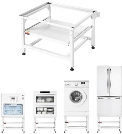 VEVOR Soporte para Lavadora Alto de 430 mm, Base de Lavadora de Acero Resistente, Capacidad de Carga de 318 kg, Pedestal Universal para Secadora con Bandeja Extraíble, Patas Antideslizantes, Blanco