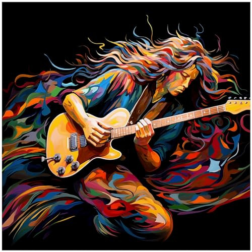 Wallario Memoboard aus Glas mit Motiv, Magnet-Tafel in 50 x 50 cm in Premium Qualität Farbiges Gitarrenspiel