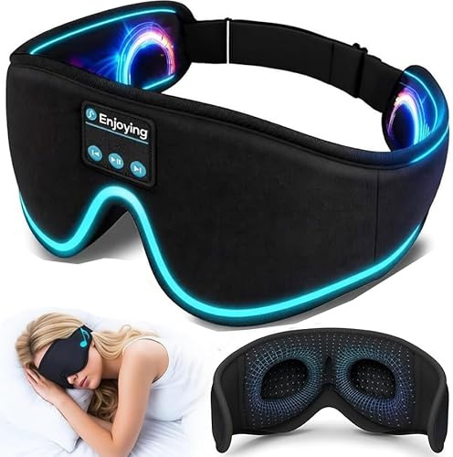 Sleep Mask with Bluetooth 5.4 Headphones, 3D Sleep Eye Mask with Built-in HD Stereo Speakers for Side Sleepers, Soft Music Headband & Sleeping Mask for Unisex, Ideal for Naps and Meditation