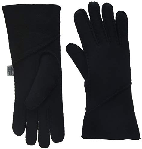 SNUGRUGS Women's Vicky, Sheepskin With Fold Back Cuff Gloves, Black (Black Black), Large 7.5 UK