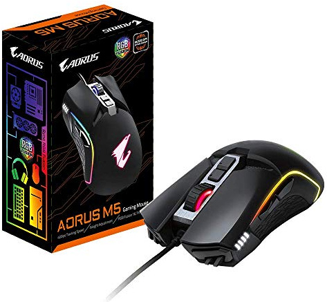 Gigabyte AORUS M5 Souris USB Optique 16000 DPI - Souris (Droitier, Optique, USB, 16000 DPI, Noir)
