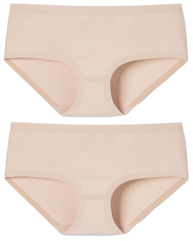 Schiesser Damen Invisible Cotton Panty Slip, Nahtlose Verarbeitung (DE/NL/SE/PL, Numerisch, 40, Regular, Regular, 2 x Sand)