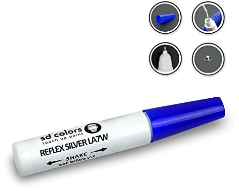 SD COLORS 12 ml Touch-Up-Farbe mit Pinsel - Reflex Silver (LA7W) - Kompatibel mit VW/Audi - Kratzer, Chips und Lackreparatur.