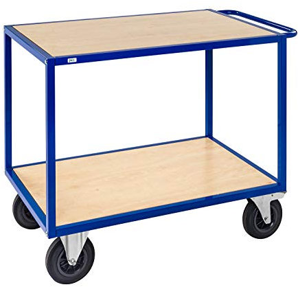 Lagerino Tischwagen, 2 Ebenen, 1200x680x934 mm, 500 kg Tragfähigkeit, Blau