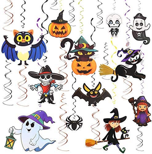 TAZEMAT 24 Stück Hängende Wirbel Dekoration Spiral Girlanden Halloween dekorative Karikatur Wirbel Deko Party Verzierung Hänge Ornament Festliche Party Zubehör