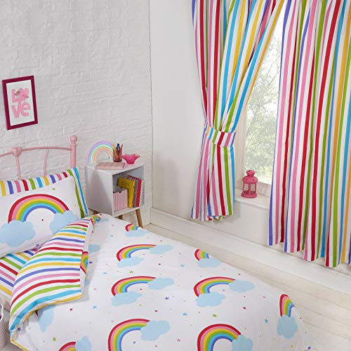 Price Right Home Rainbow Sky Striped Lined Curtains 66x72in (CUR067-72) | 2 Curtains per Pack, Fully Lined, Pencil Pleat, Tie Backs, 48% Cotton 52% Polyester, Machine Washable, Candy