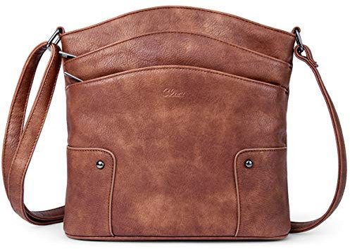 CLUCI Umhängetasche Damen Klein Crossbody Clutch Handytasche mit Geldbörse Mokka Braun