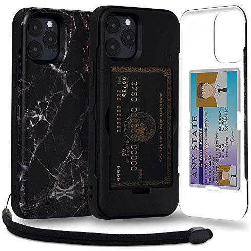 TORU CX PRO for iPhone 12 Pro/iPhone 12 Case Wallet | Protective Shockproof Heavy Duty Cover with Hidden Card Holder & Card Slot | Mirror & Wrist Strap Included - Marble