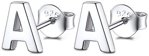 FOCALOOK Ohrringe Silber 925 Buchstabe A Ohrringe Silber Ohrstecker einfache Buchstabe Ohrringe Minimalist Ohrstecker Schmuck für Frauen Mädchen