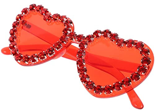 PRETYZOOM Herzform Sonnenbrille Kunststoff Partybrille Rot Herz Brille Mode Neuheit Unisex Karneval Maskerade Musikfestival Kostüm Hawaii Party Foto Requisiten