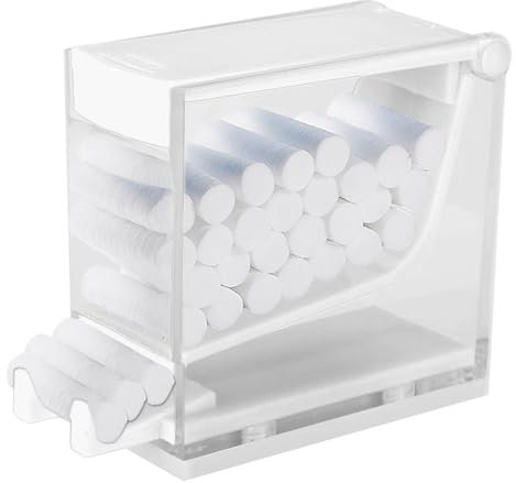 Dental-Watterollenspender, aufsteckbarer Watterollenhalter aus Kunststoff mit Rutschfester Basis für die Zahnapotheke im Heimbüro, 12 x 9,8 x 5 cm (weiß)