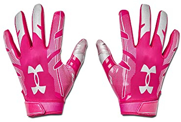 Under Armour Herren F8 Fußballhandschuhe, Tropic Pink (654) / Metallic Silber, Größe L
