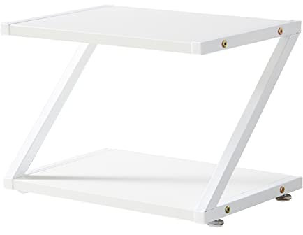 Olighan Schreibtisch-Druckerständer, 2 Etagen, Schreibtisch-Organizer, stilvolles Aufbewahrungs-Bücherregal, Schreibtisch-Regal mit rutschfesten Pads, stabil, Z-förmig (weiß)