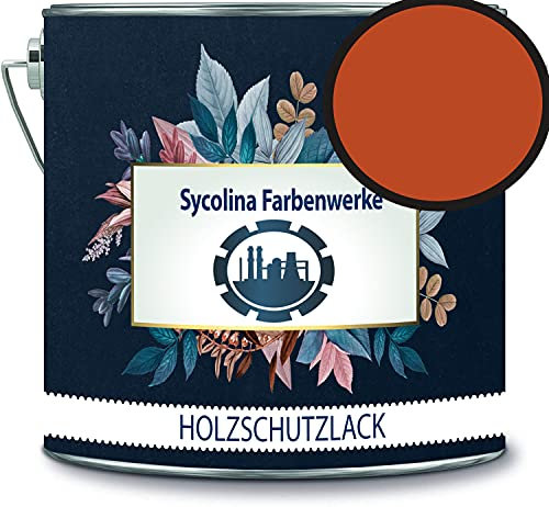 Holzschutzlack Holzlack Holzlasur wetterbeständiger Langzeitschutz Wetterschutzfarbe Holzschutzfarbe RAL 2001 Rotorange // Sycolina Farbenwerke