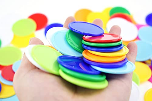 Azatemgo 90 Bingo Chips aus Kunststoff - Großes Maß 3,7 cm, 9 Farben - Poker Token Ideal für Partys und Schulen