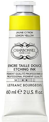 Charbonnel Kupferdruckfarben, hochpigmentierte Tiefdruckfarbe, ausgezeichnete Lichtechtheit, Vegan, lebendige Farben, alterungsbeständig, 60ml Tube - Zitronengelb