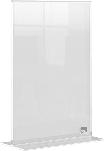Nobo A5 freistehender Posterrahmen aus Acryl, rahmenlos, doppelseitig, integrierter Thekenaufsteller, Premium Plus, transparent, 1915595