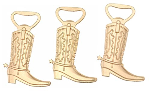 Kinteshun Cowboy-Stiefel-Flaschenöffner für Hochzeiten, Partys, goldfarben, 12 Stück