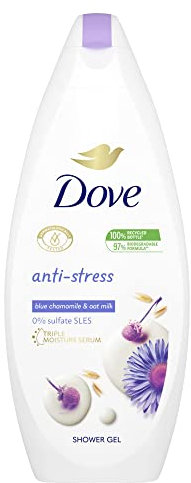 Dove Anti-Stress-Dusche mit Kamille, feuchtigkeitsspendendes Duschgel, sanfte Formel für das Mikrobiom der Haut, 97% biologisch abbaubar, Duschbad für Damen und Herren, 250 ml