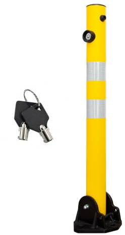 Berry Reflective Parking Barrier - Yellow | 65CM Easy Operate Anti Manual Lock | Plastic Anti Parking Bollard | Screw Fixing Parking Barrier Post with Key Lock (1)