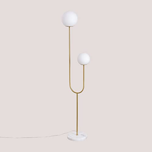 SKLUM Lampadaire en Fer, marbre et Deux Boules de Verre Niama -