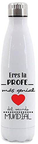 SAQUITOMAGICO Botella Personalizada de Acero Inoxidable 750 ml | Cierre Hermético Antigoteo | Regalo para Profesores | Libre de BPA | Impresión Sublimada Duradera (profe genial)