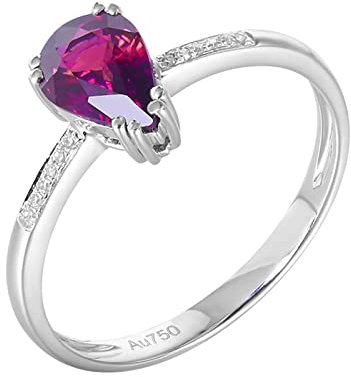 AMDXD Diamantring Weißgold 750 18K Frauen, 1.15ct Saphir Trauringe Lila, 4 Klaue Pärchen Ringe Au750 Weißgold mit Diamant Echter Schmuck, Gr.56 (17.8)
