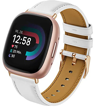 Syxinn Leder Armband Kompatibel mit Fitbit Versa 4 Armband/Versa 3 Armband, für Fitbit Sense/Sense 2 Armband, Weich Lederband Ersatz Uhrenarmband für Versa 4/Versa 3 für Damen Herren