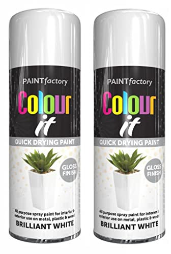 Z&A Brilliant White Gloss Spray 400ml - All Purpose Interior Exterior Paint - Renovate Metal Wood Plastic - Quick Drying Smooth Touch - Excellent Coverage Durable Look - Hard Wearing Aerosol Cans (1)