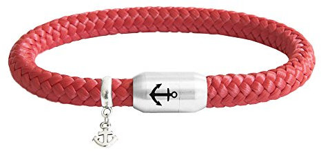 Paris Montana Das Original Anker Gravur Segeltau Unisex Armband Mit Anker Anhänger Unisex Geflochten Handmade Hochwertiger Magnetverschluss Durchmesser 8mm (Rot, 19.00)
