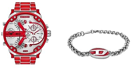 Diesel Herren-Edelstahl-Quarz-Multifunktionsuhr und Schmuck-Set