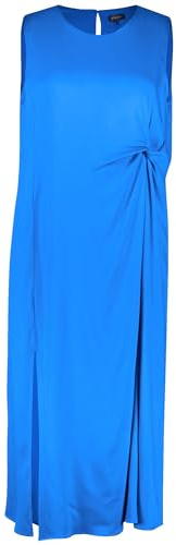 Samoon Damen Langes Kleid mit seitlicher Raffung ärmellos unifarben lang, wadenlang