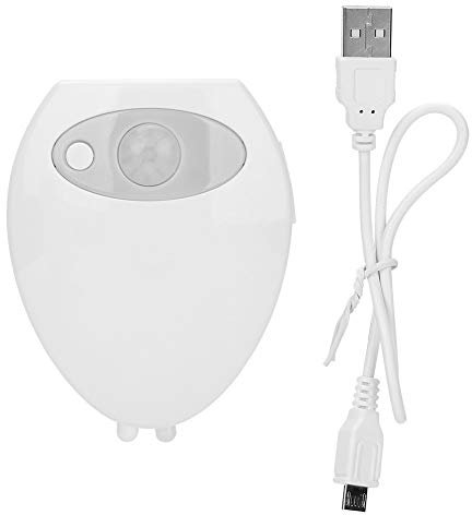 Miskall Luz Nocturna para Inodoro con Sensor De Movimiento, LED De 16 Colores, Alimentada por USB, Gadget Y Decoración para Baño