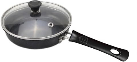 Egg Omelette Pan,6.3 Inch Non Stick Small Frying Pan, Egg Skillet, Single Servings Smoke- Free Stone Cookware, Stainless Steel with Glass Lid