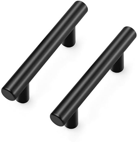 Ravinte 5 Stück Schwarz Möbelgriffe T Bar Griffe für Küchenschränke 64mm Lochzentrum Schrankgriffe Griffe Rostfreier Edelstahl Möbel Türgriffe